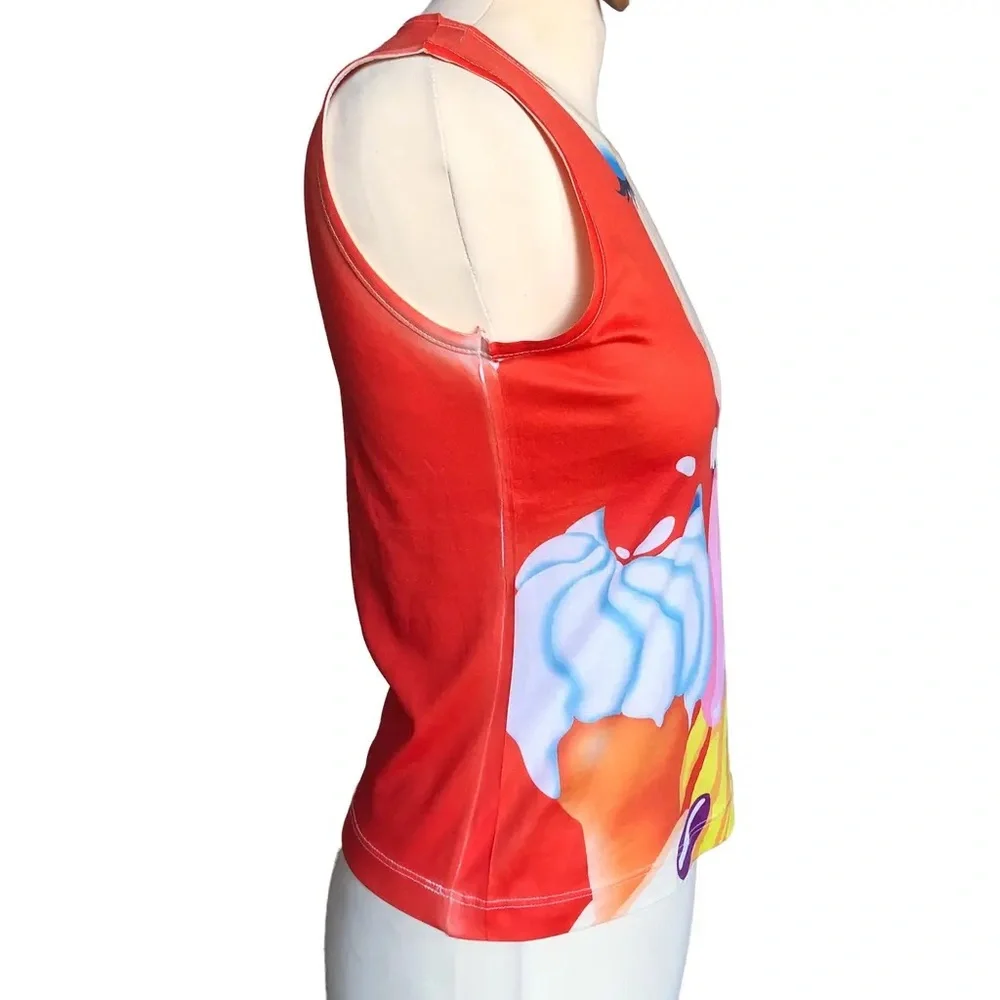 Miss Sixty Vintage Colorful Tongue and ice cream Graphic Sleeveless Top - Picture 4 of 8
